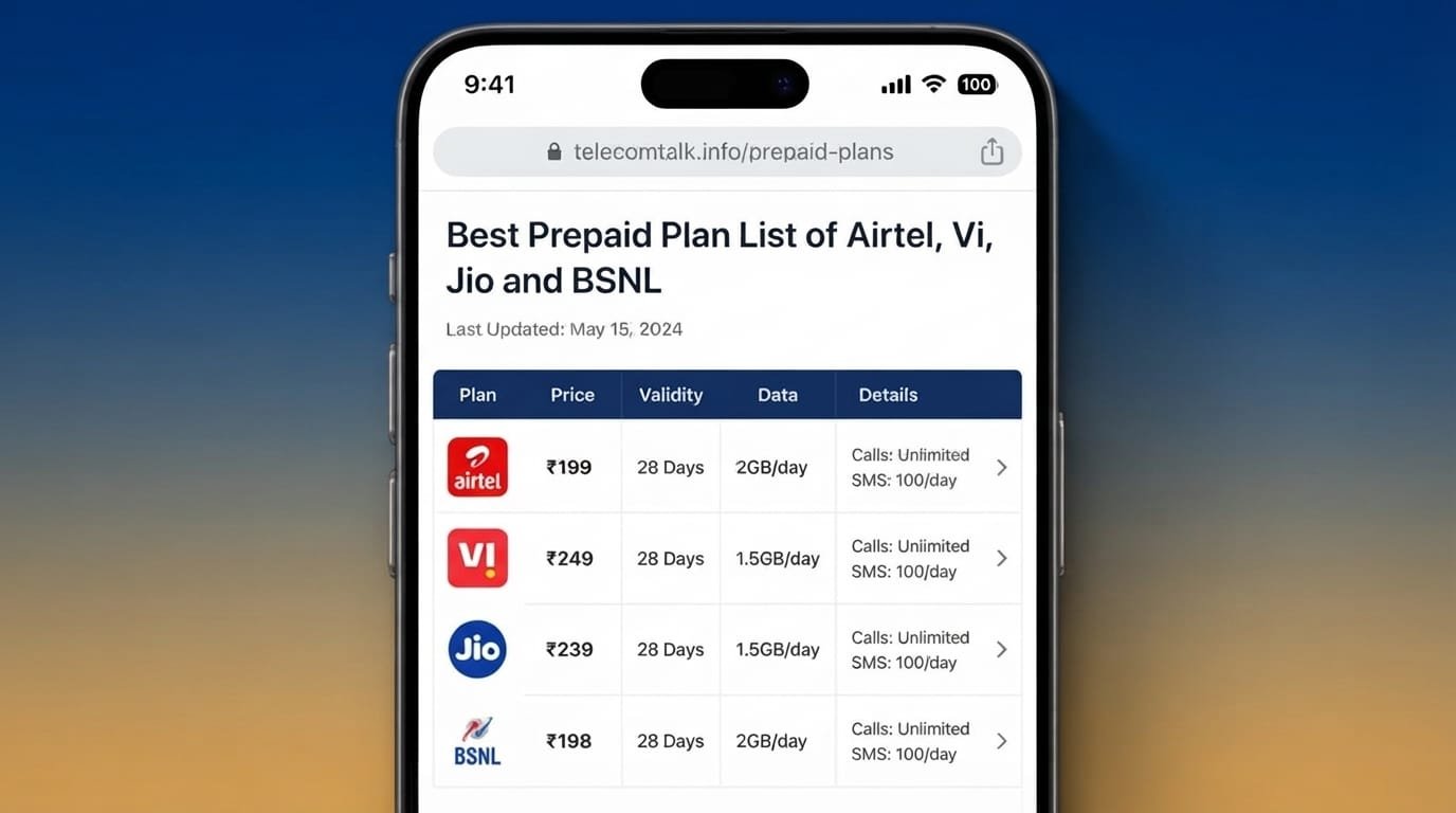 Best Prepaid Recharge Plans from Airtel, Jio, Vi and BSNL in India